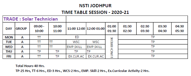 TIME TABLE